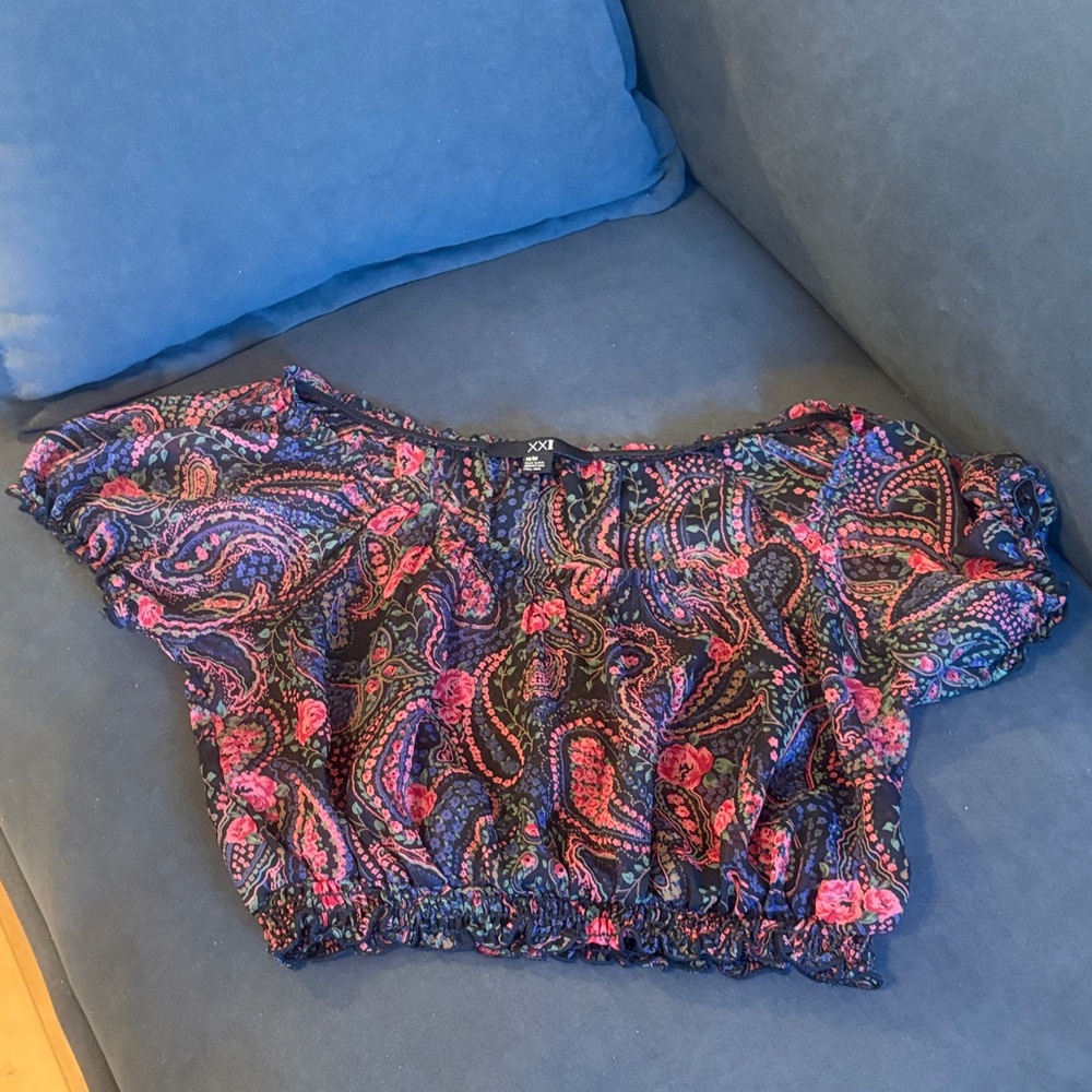 Forever 21 Black and Pink Paisley Blouse